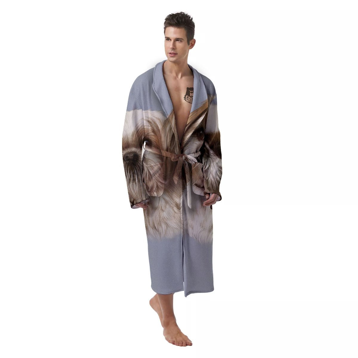 Portrait Shih Tzu Print Men's Robe-grizzshop
