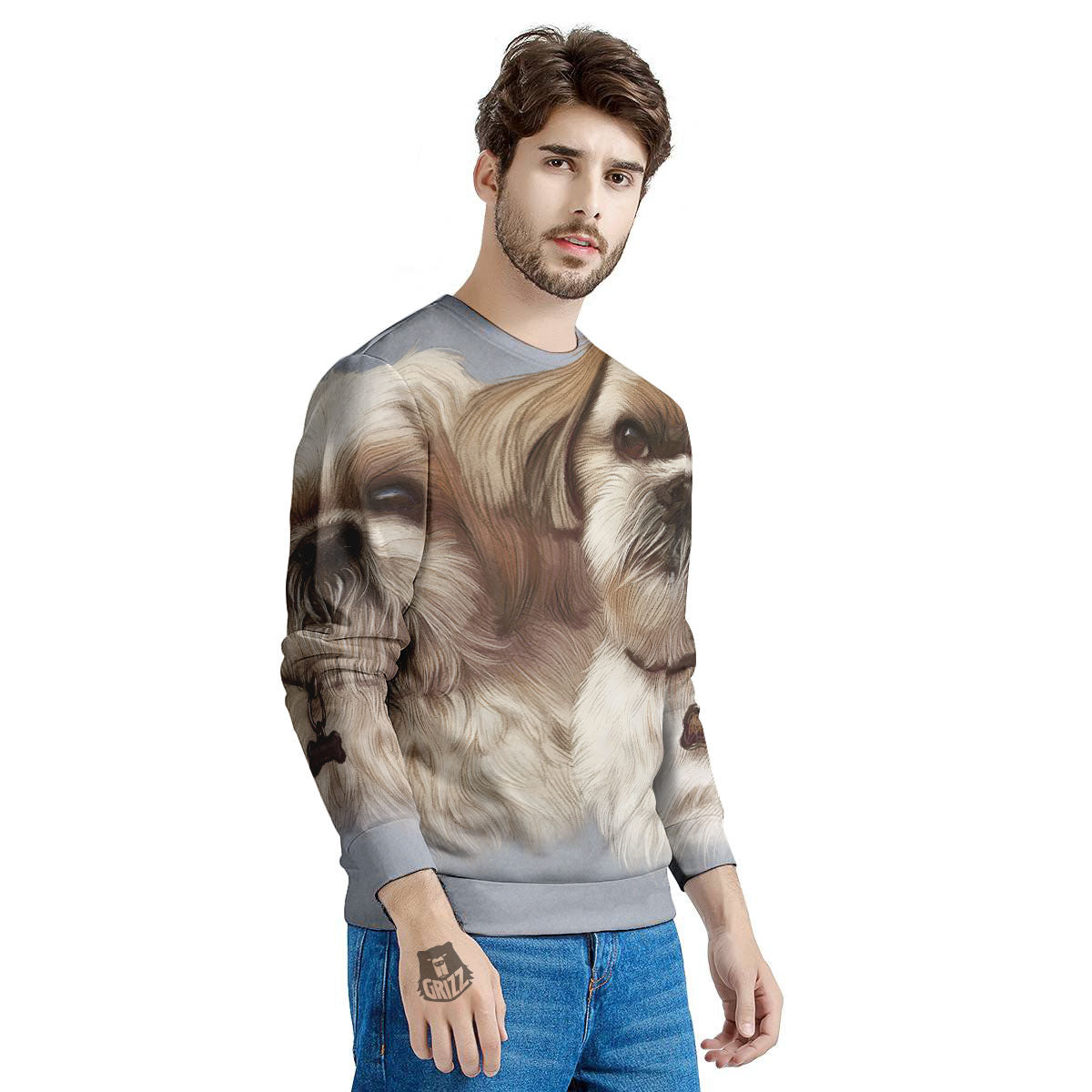 Portrait Shih Tzu Print Men's Sweatshirt-grizzshop