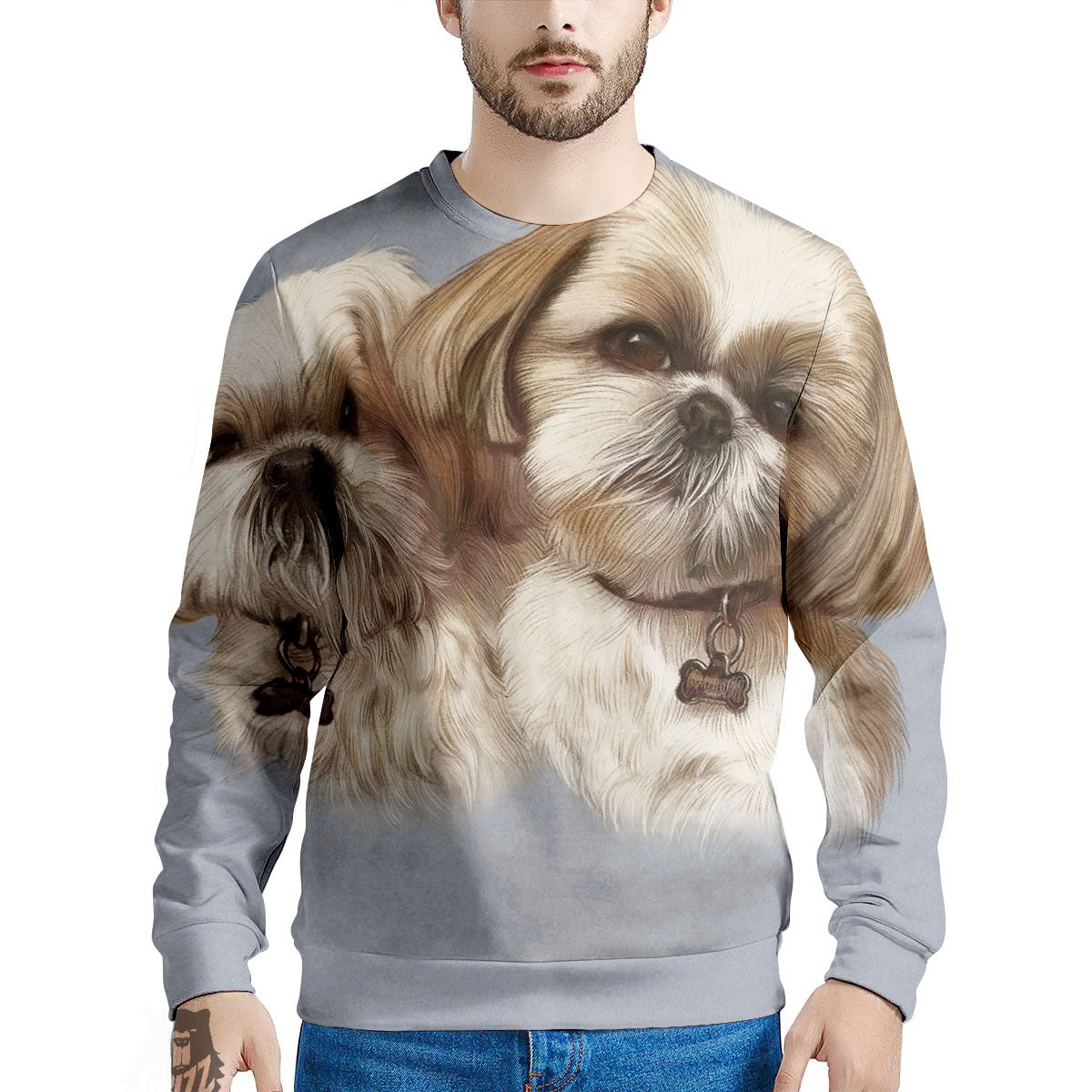 Portrait Shih Tzu Print Men's Sweatshirt-grizzshop