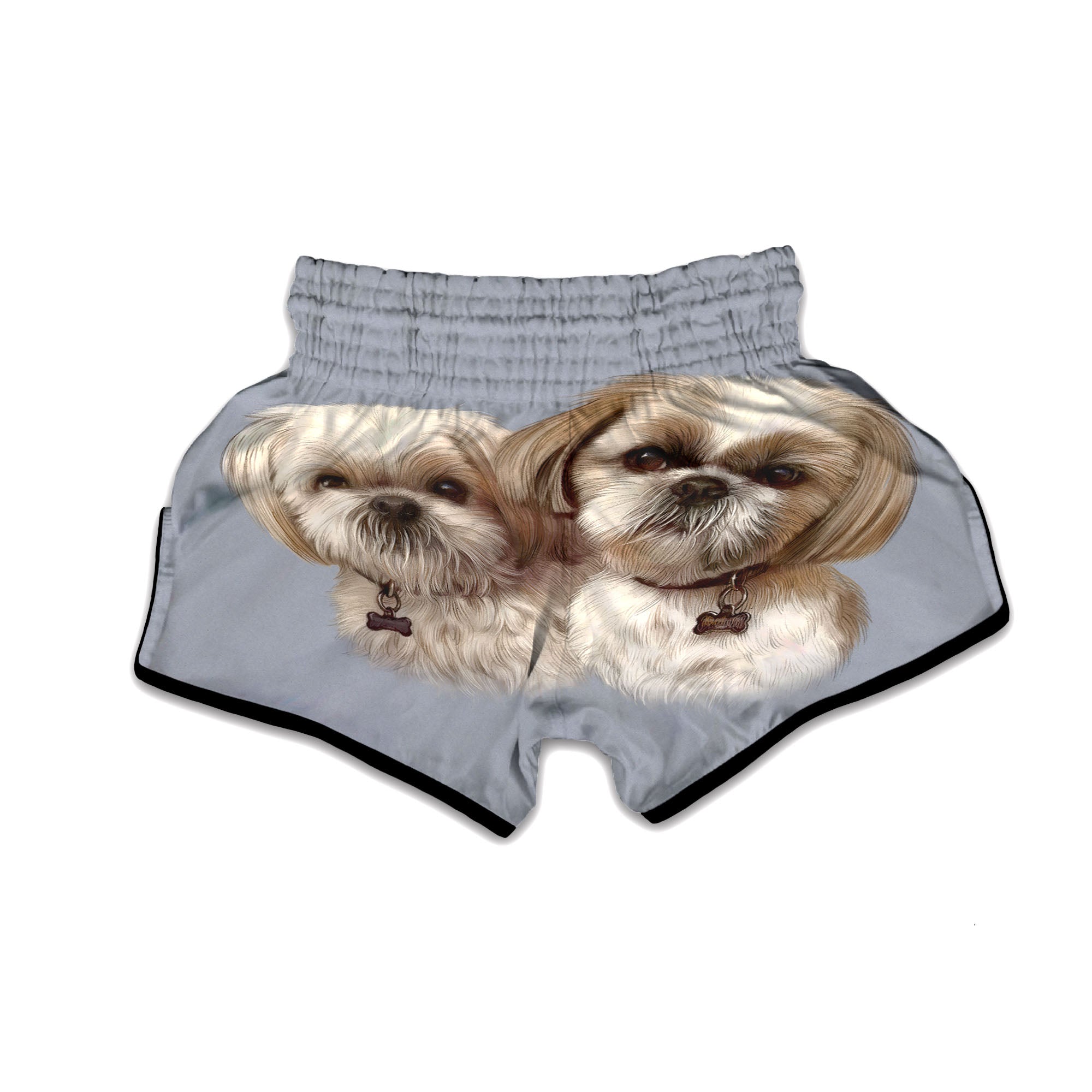 Portrait Shih Tzu Print Muay Thai Boxing Shorts-grizzshop