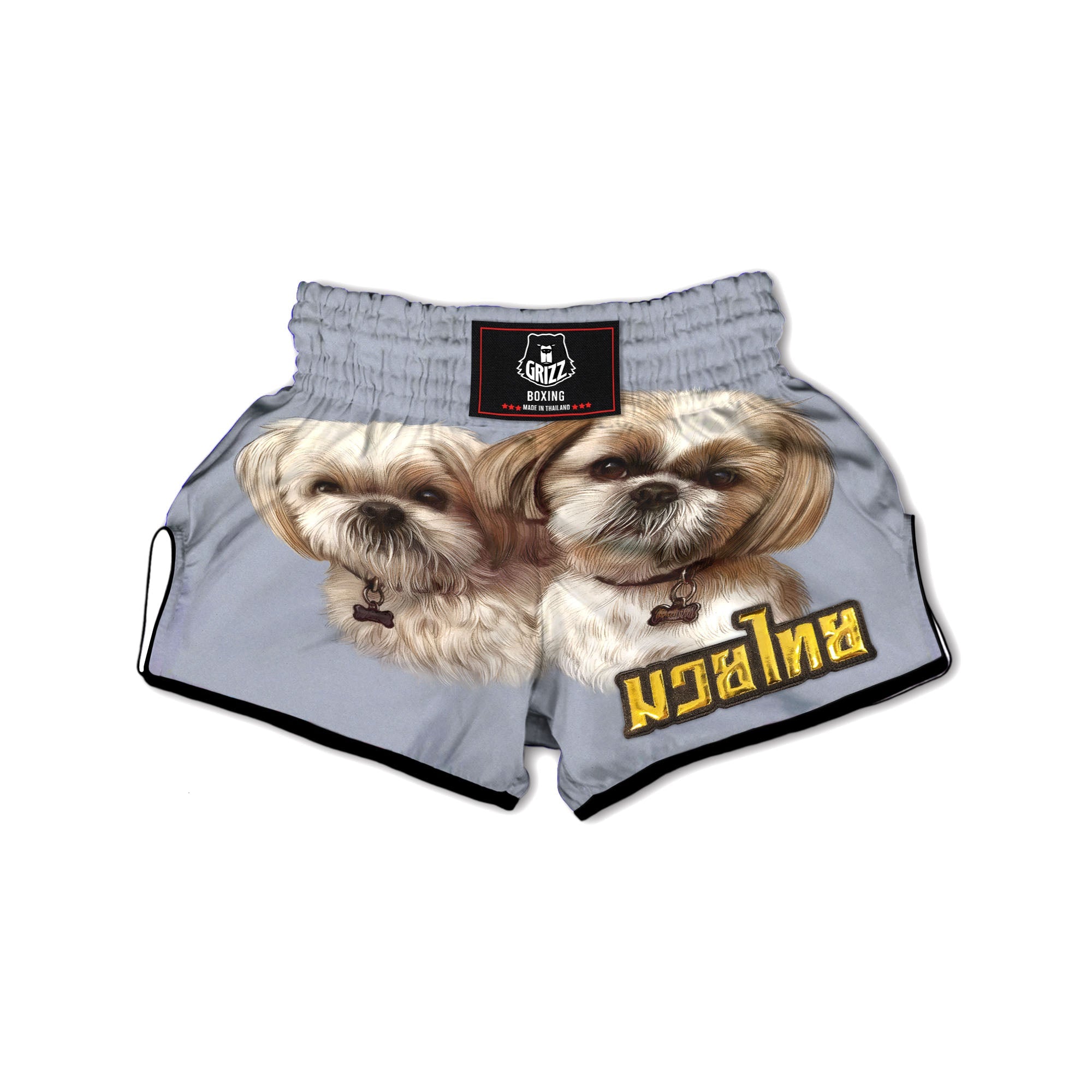 Portrait Shih Tzu Print Muay Thai Boxing Shorts-grizzshop