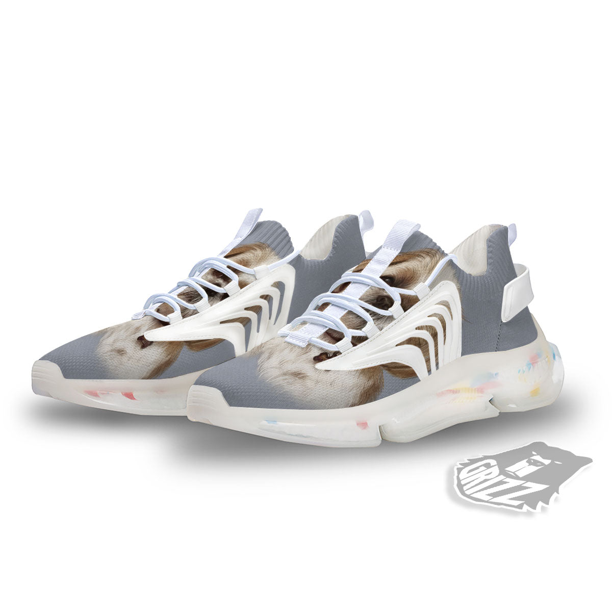 Portrait Shih Tzu Print White Gym Shoes-grizzshop