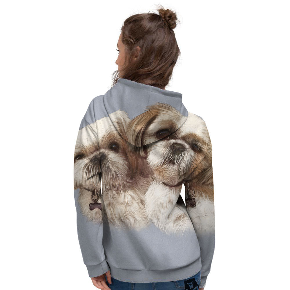 Portrait Shih Tzu Print Women's Hoodie-grizzshop