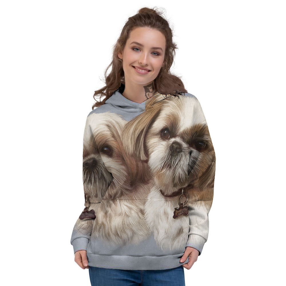 Portrait Shih Tzu Print Women's Hoodie-grizzshop