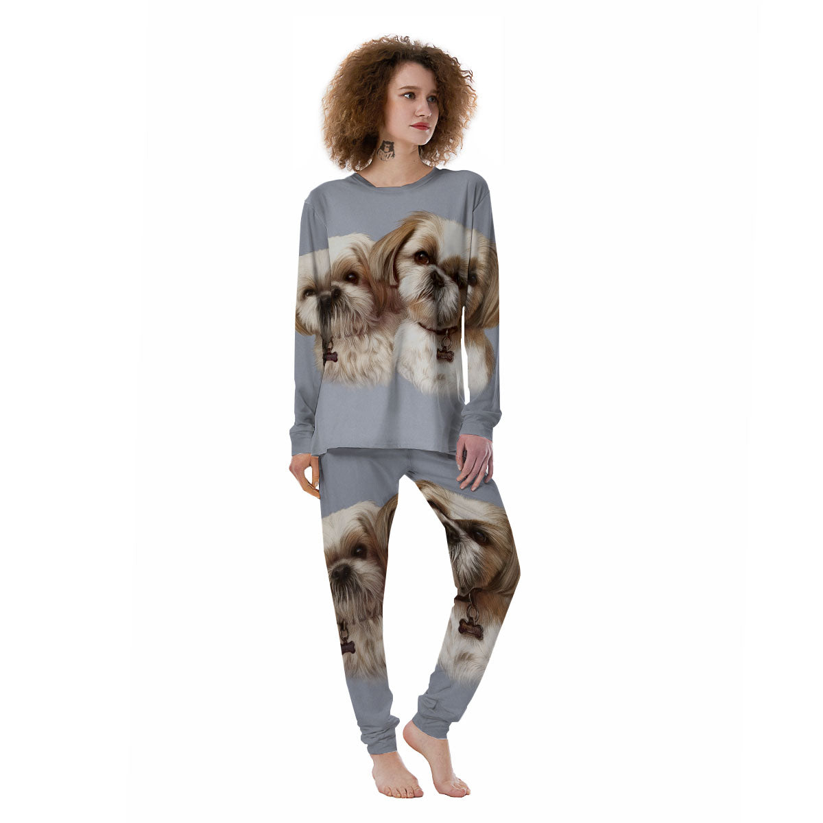 Portrait Shih Tzu Print Women's Pajamas-grizzshop