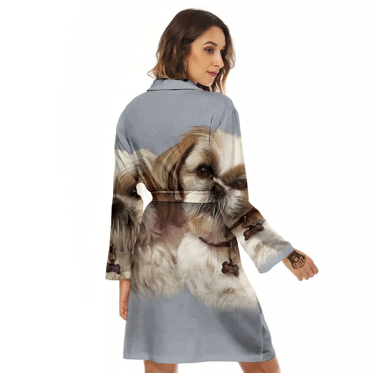 Portrait Shih Tzu Print Women's Robe-grizzshop