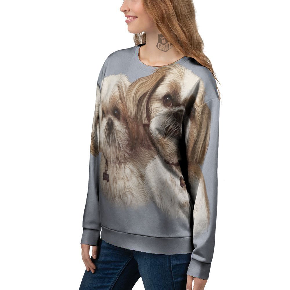 Portrait Shih Tzu Print Women's Sweatshirt-grizzshop