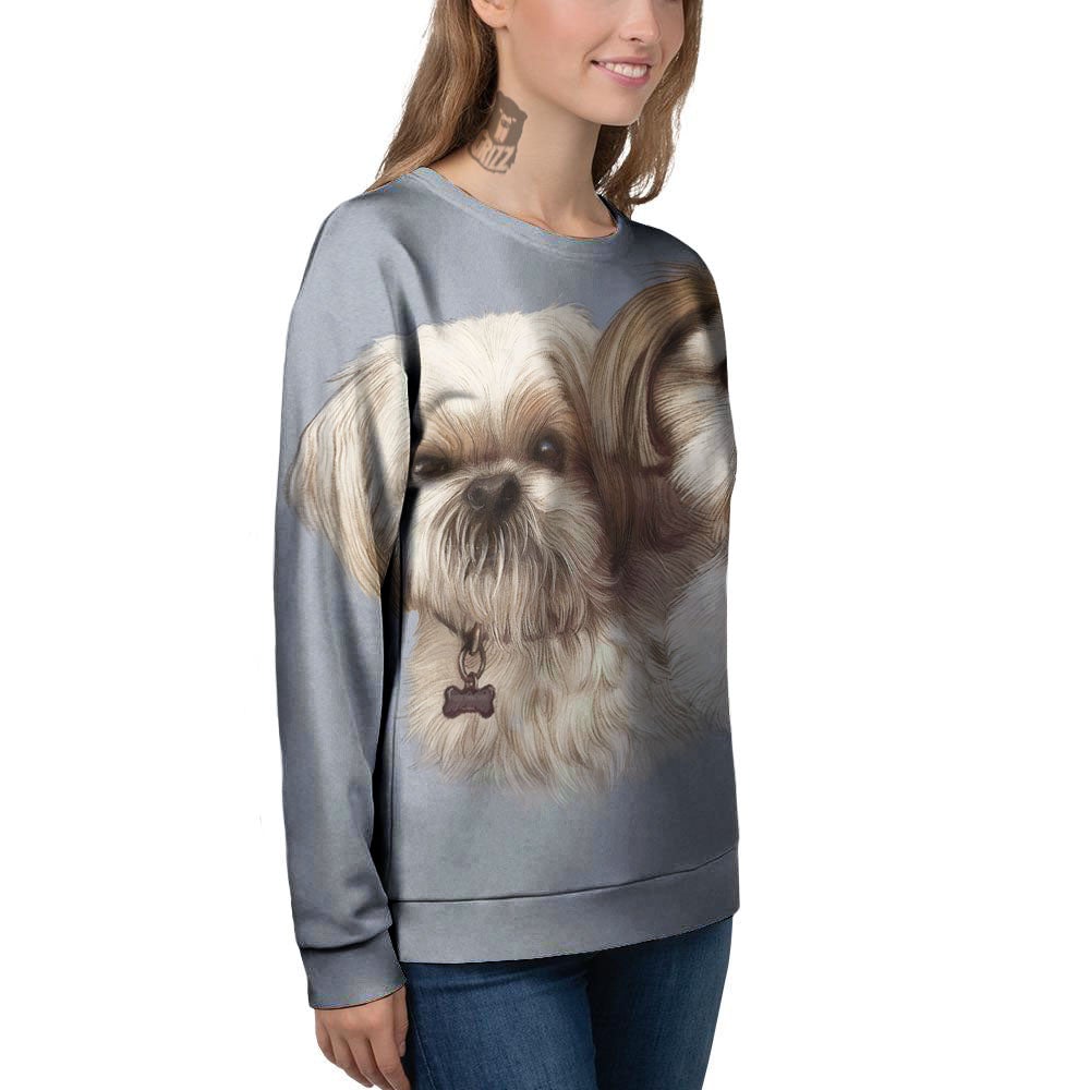 Portrait Shih Tzu Print Women's Sweatshirt-grizzshop