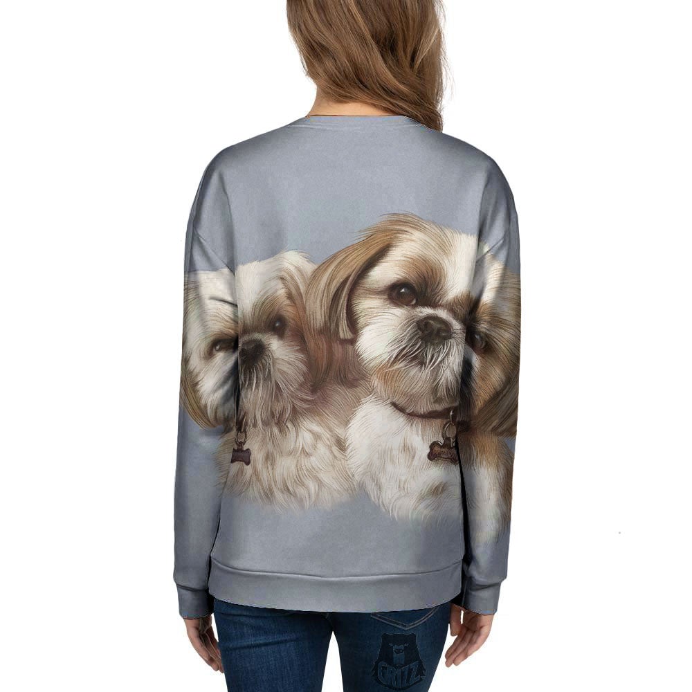 Portrait Shih Tzu Print Women's Sweatshirt-grizzshop