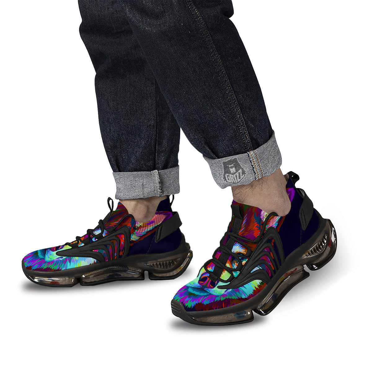 Portrait Siberian Husky Print Black Gym Shoes-grizzshop