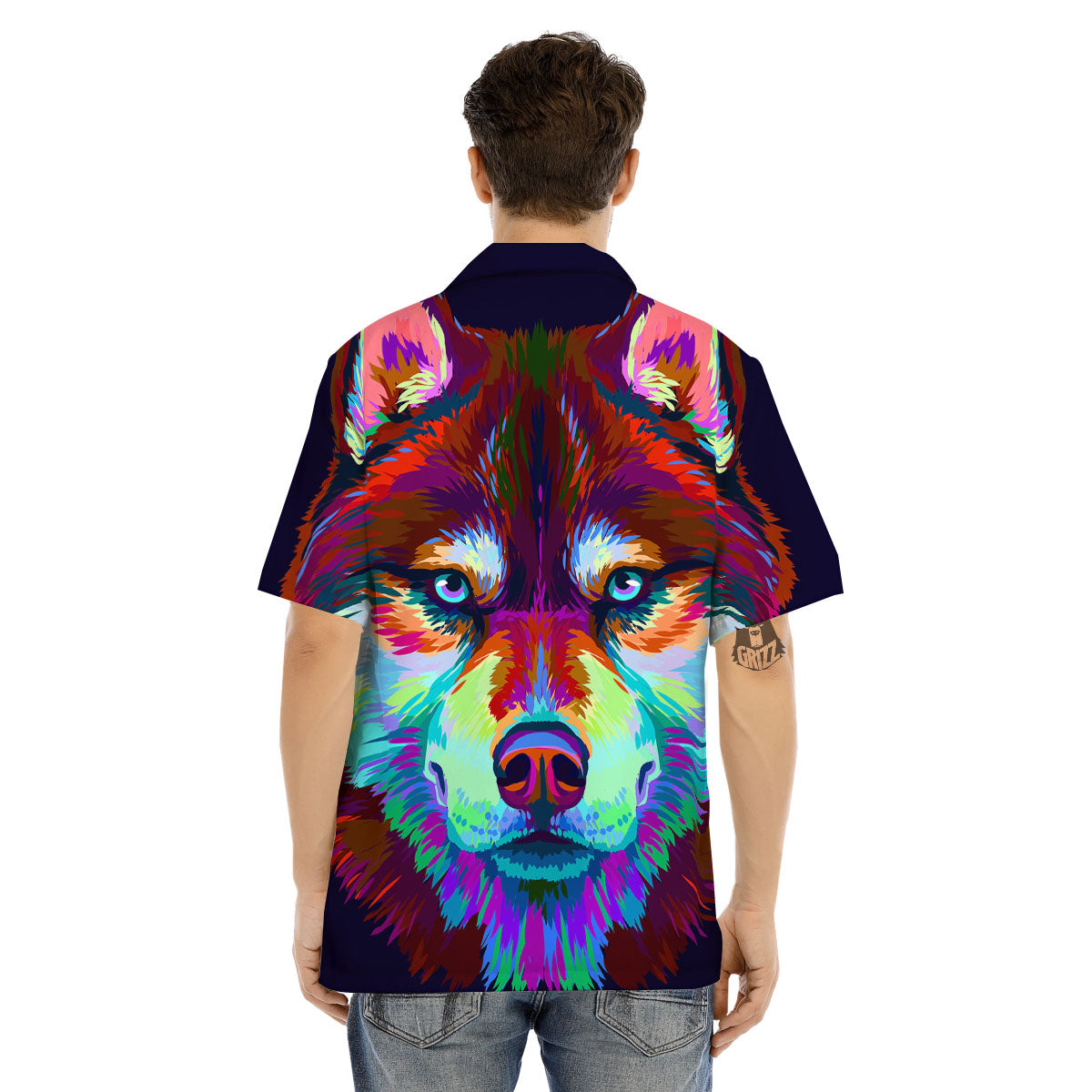 Portrait Siberian Husky Print Men's Hawaiian Shirt-grizzshop