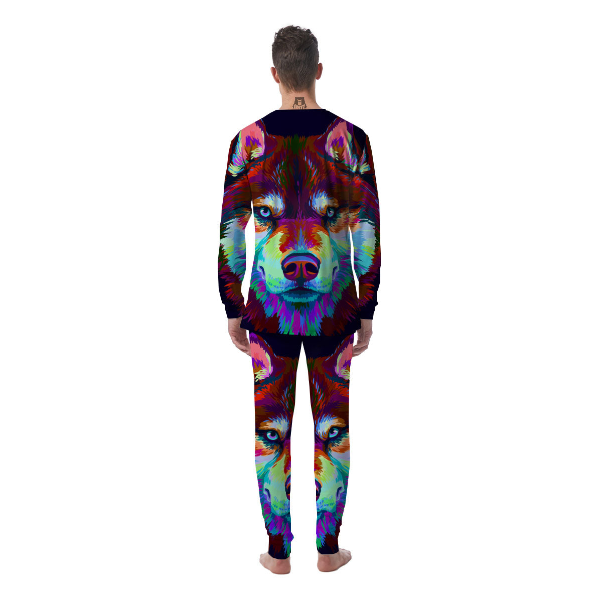 Portrait Siberian Husky Print Men's Pajamas-grizzshop