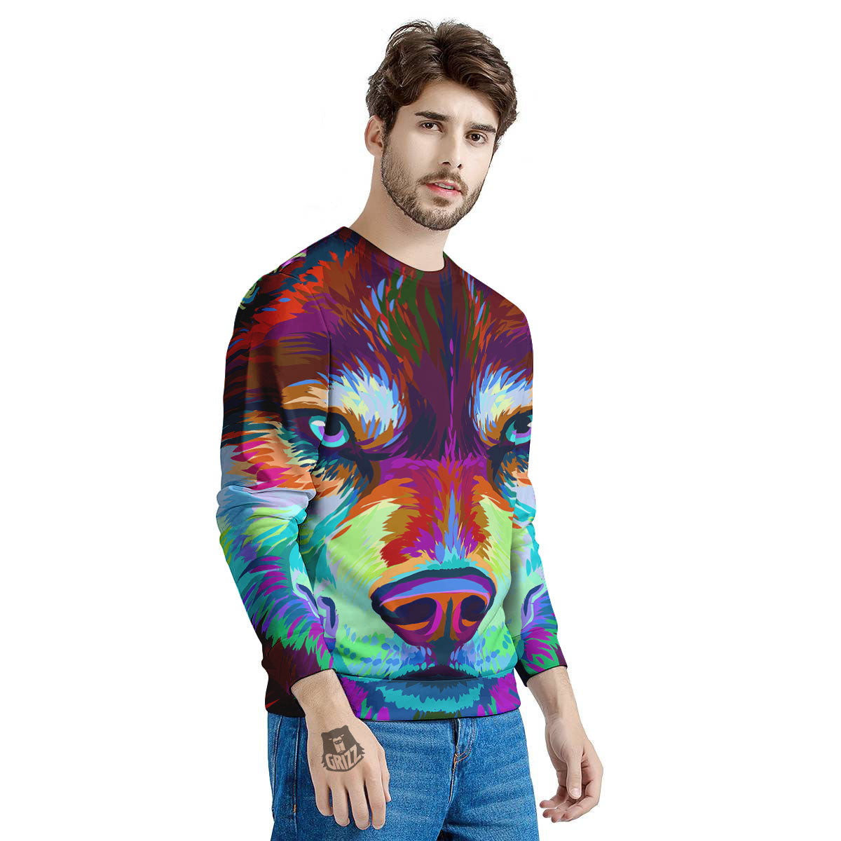 Portrait Siberian Husky Print Men's Sweatshirt-grizzshop