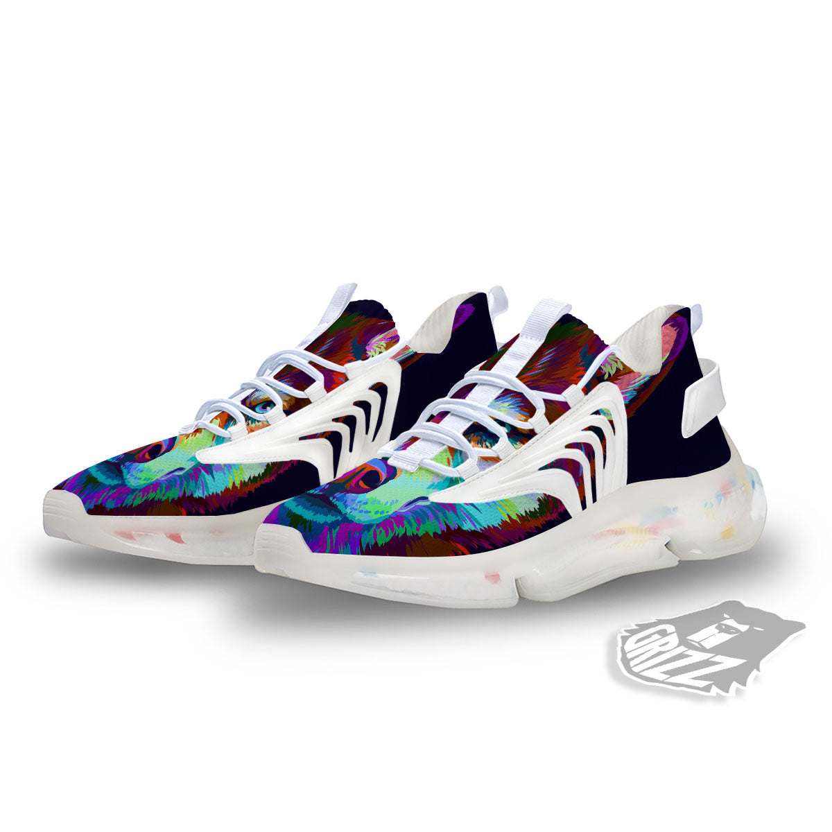 Portrait Siberian Husky Print White Gym Shoes-grizzshop