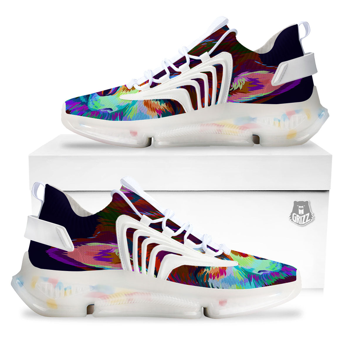 Portrait Siberian Husky Print White Gym Shoes-grizzshop