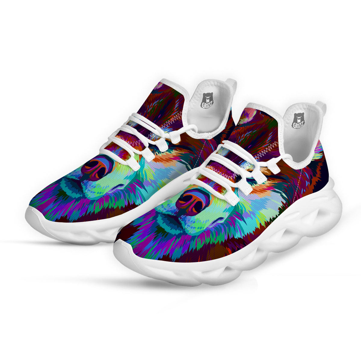 Portrait Siberian Husky Print White Running Shoes-grizzshop