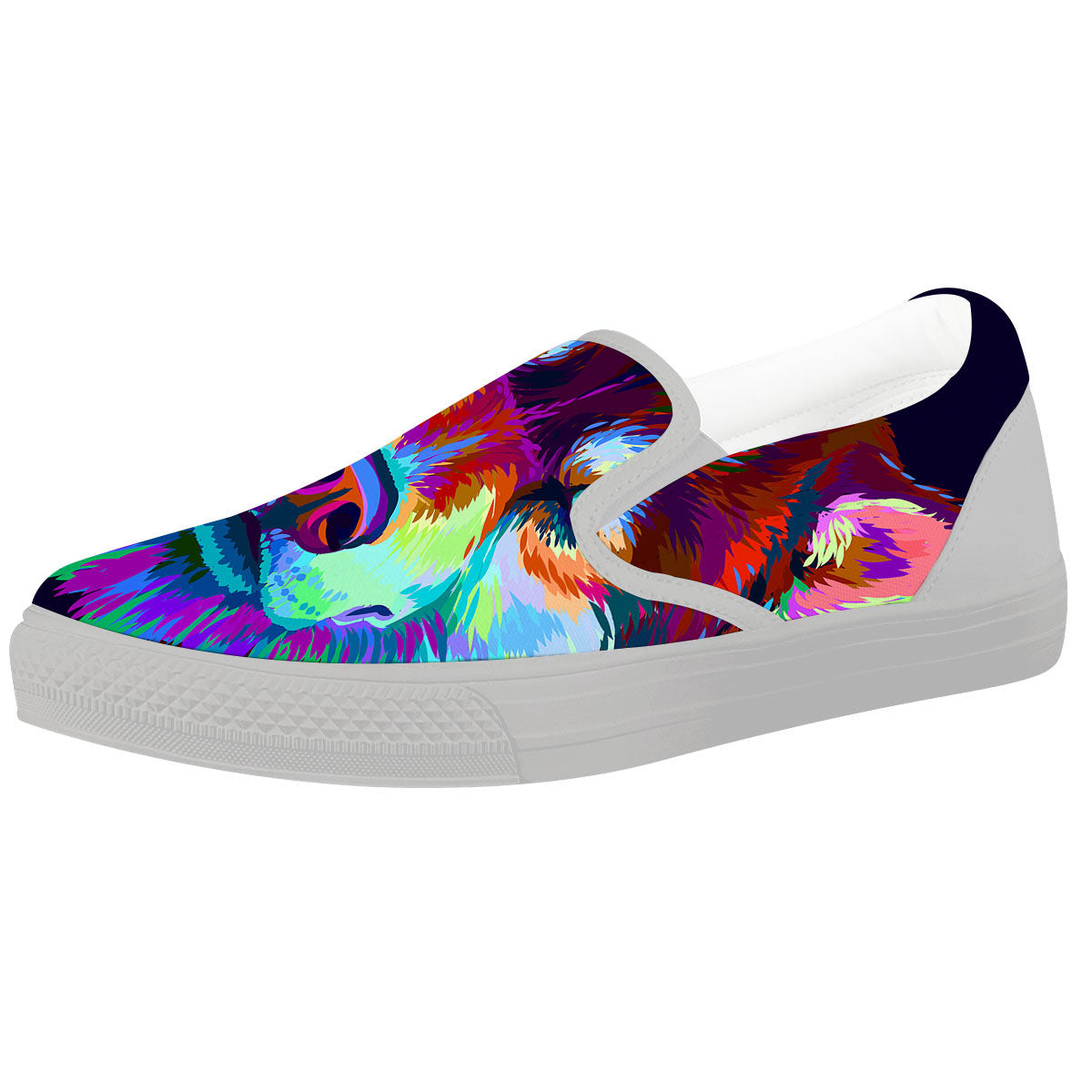 Portrait Siberian Husky Print White Slip On Shoes-grizzshop