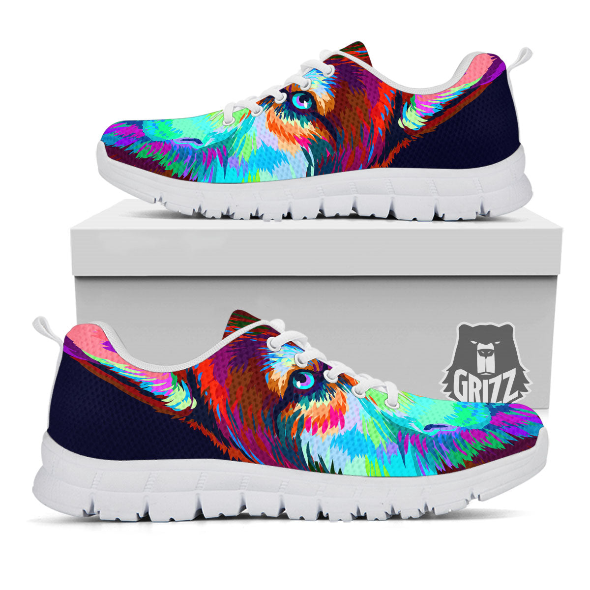 Portrait Siberian Husky Print White Sneaker-grizzshop