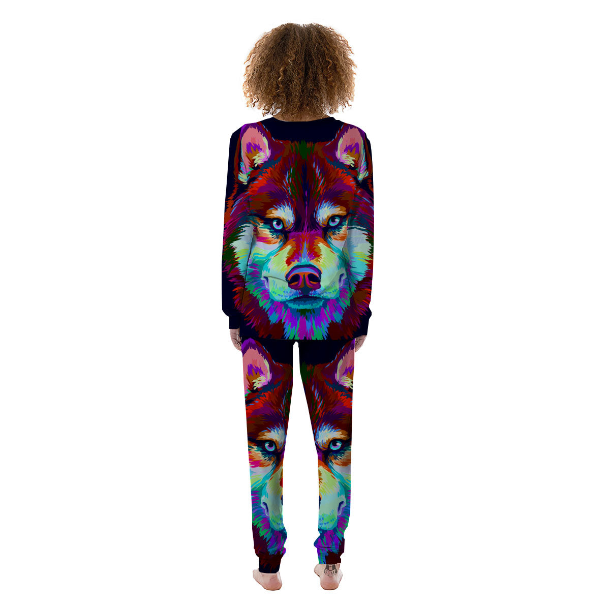 Portrait Siberian Husky Print Women's Pajamas-grizzshop