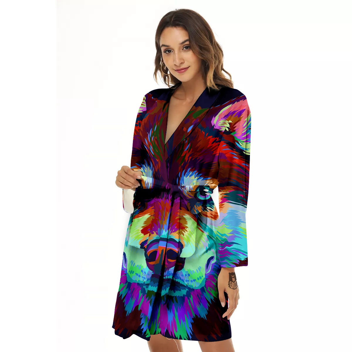 Portrait Siberian Husky Print Women's Robe-grizzshop
