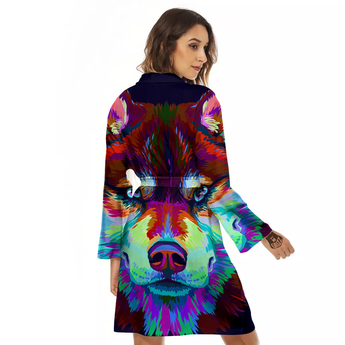 Portrait Siberian Husky Print Women's Robe-grizzshop