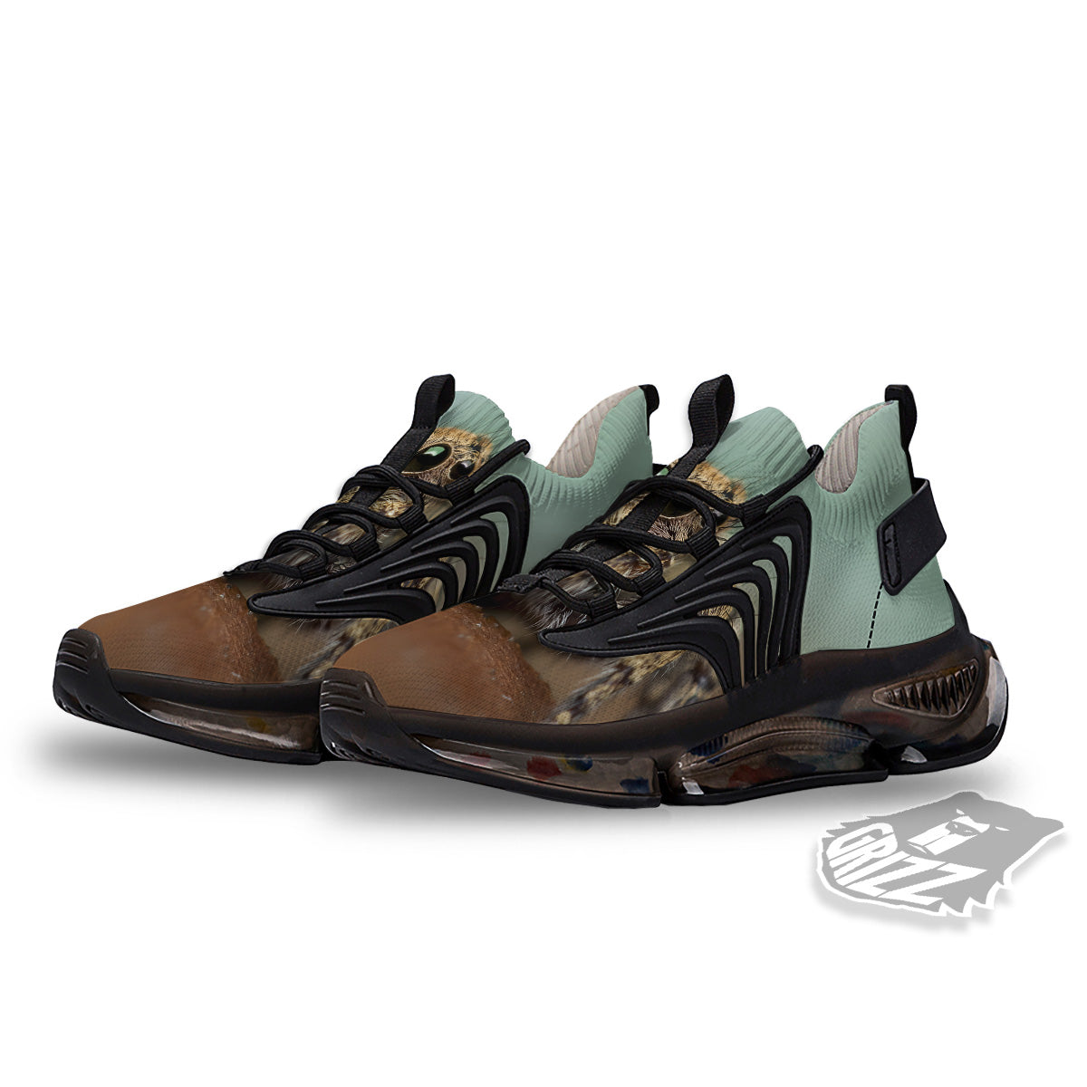 Portrait Spider Print Black Gym Shoes-grizzshop