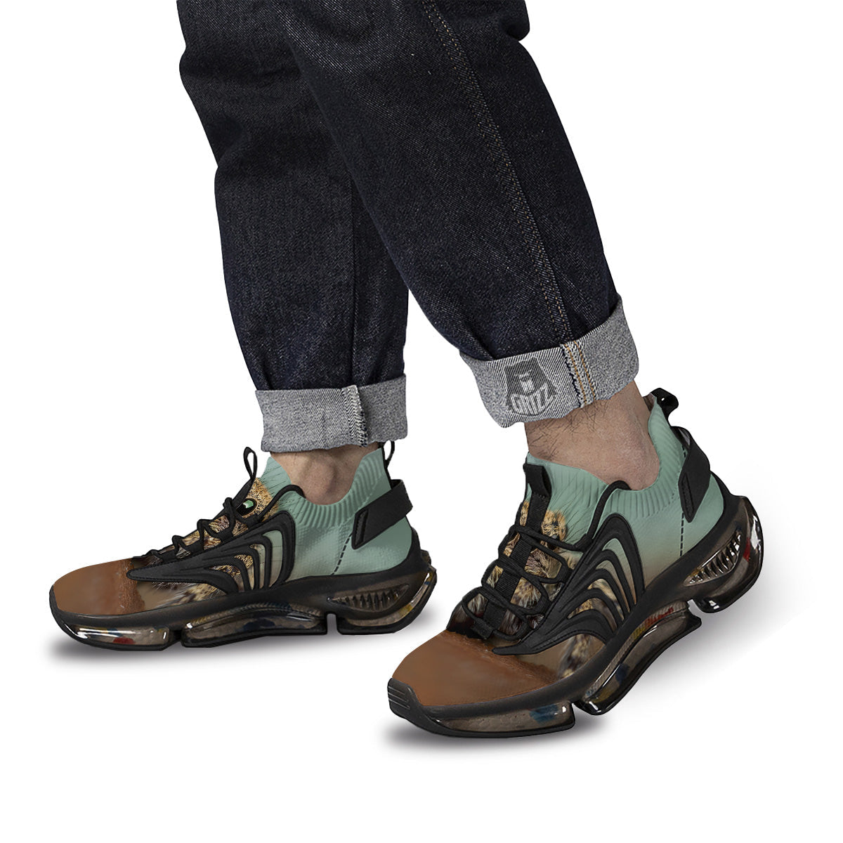 Portrait Spider Print Black Gym Shoes-grizzshop