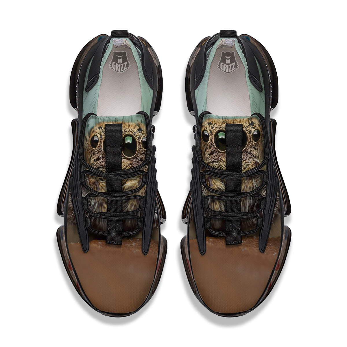 Portrait Spider Print Black Gym Shoes-grizzshop