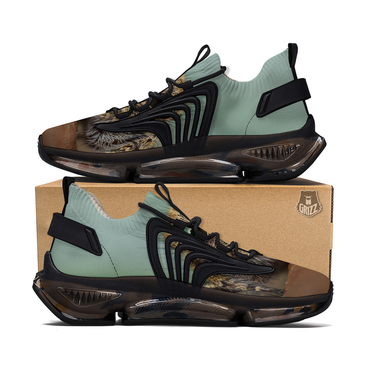 Portrait Spider Print Black Gym Shoes-grizzshop