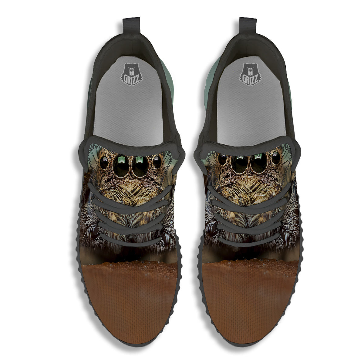 Portrait Spider Print Black Walking Shoes-grizzshop