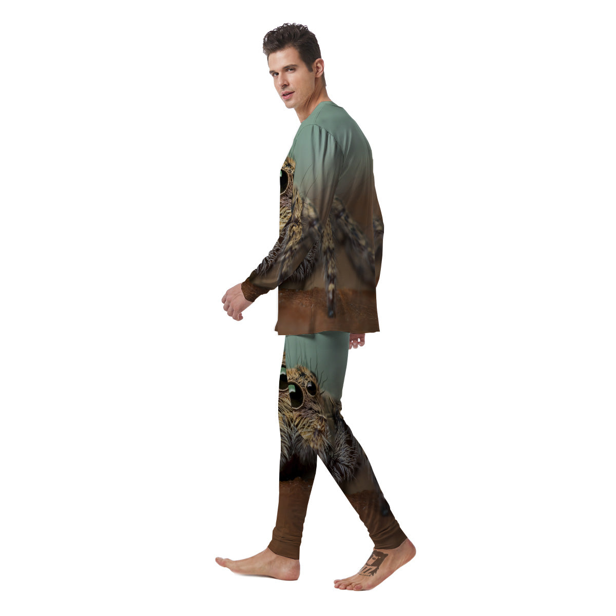 Portrait Spider Print Men's Pajamas-grizzshop