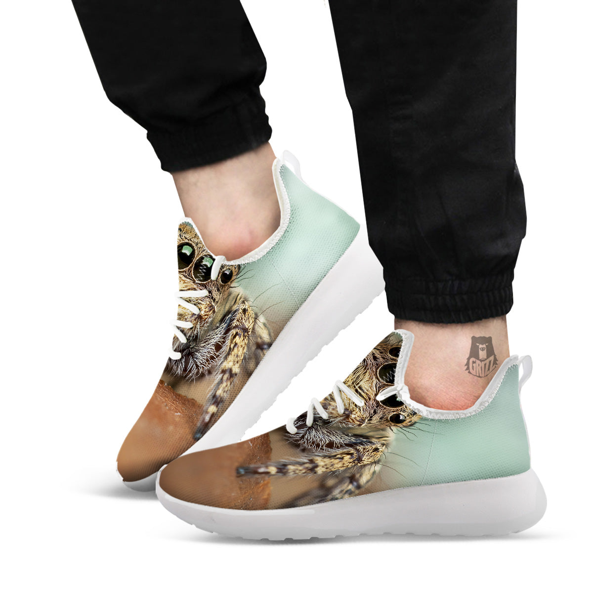 Portrait Spider Print White Athletic Shoes-grizzshop