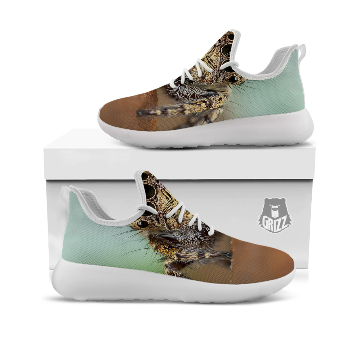 Portrait Spider Print White Athletic Shoes-grizzshop