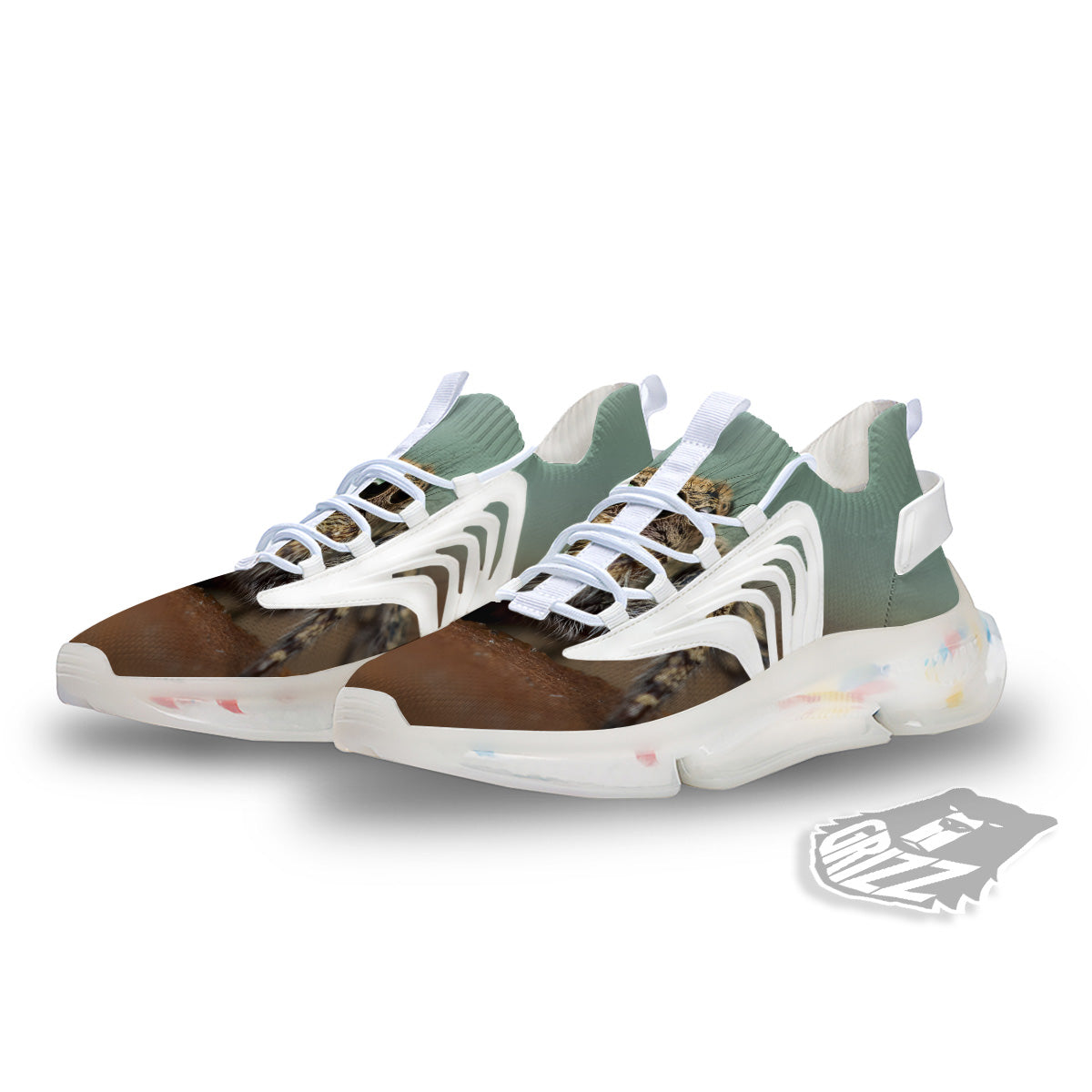 Portrait Spider Print White Gym Shoes-grizzshop