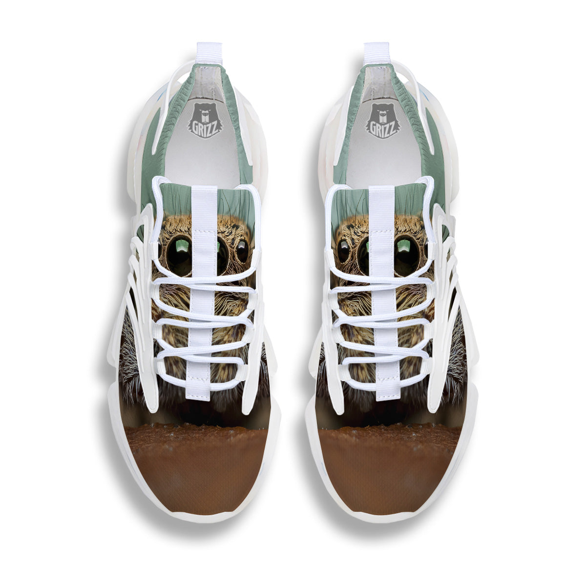 Portrait Spider Print White Gym Shoes-grizzshop