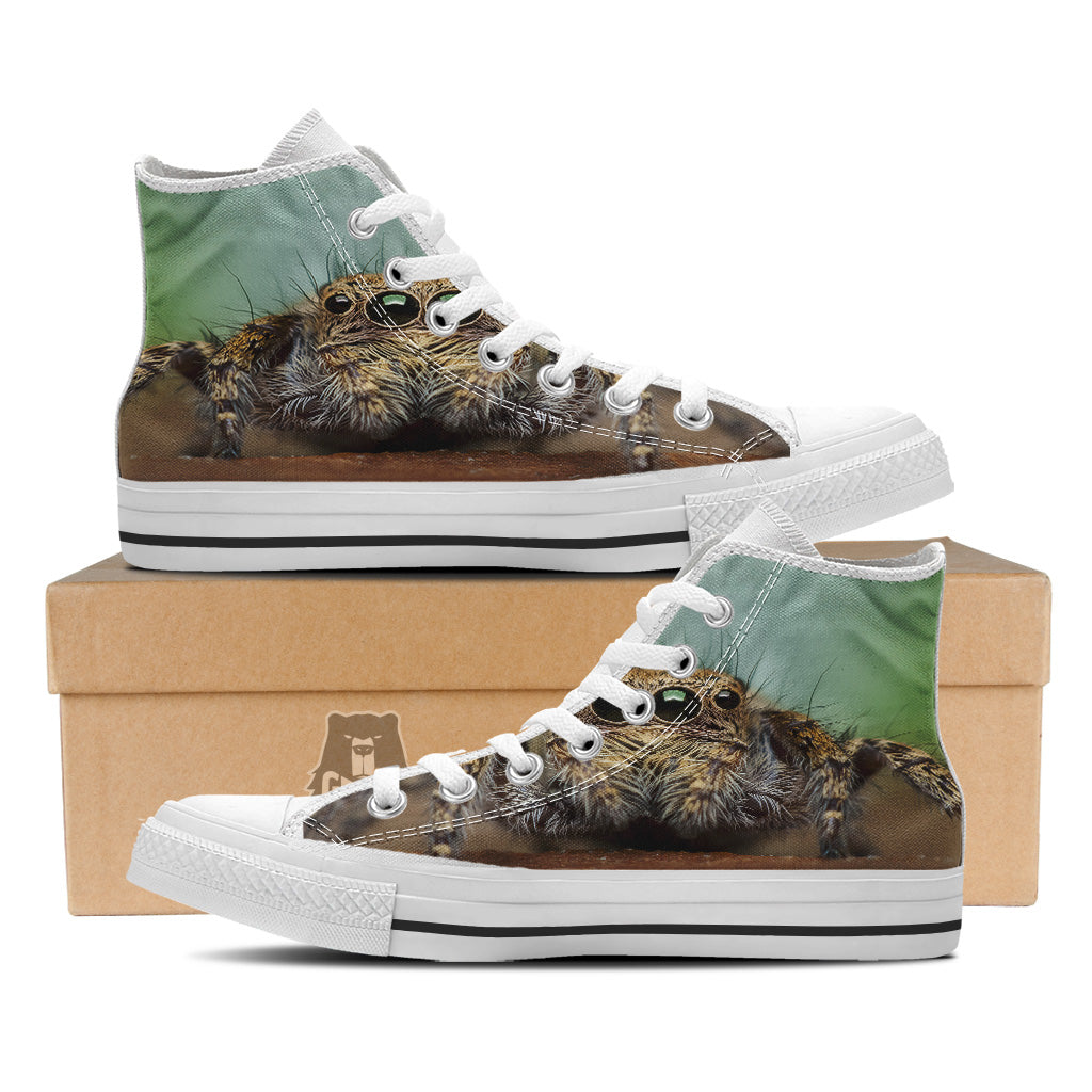Portrait Spider Print White High Top Shoes-grizzshop