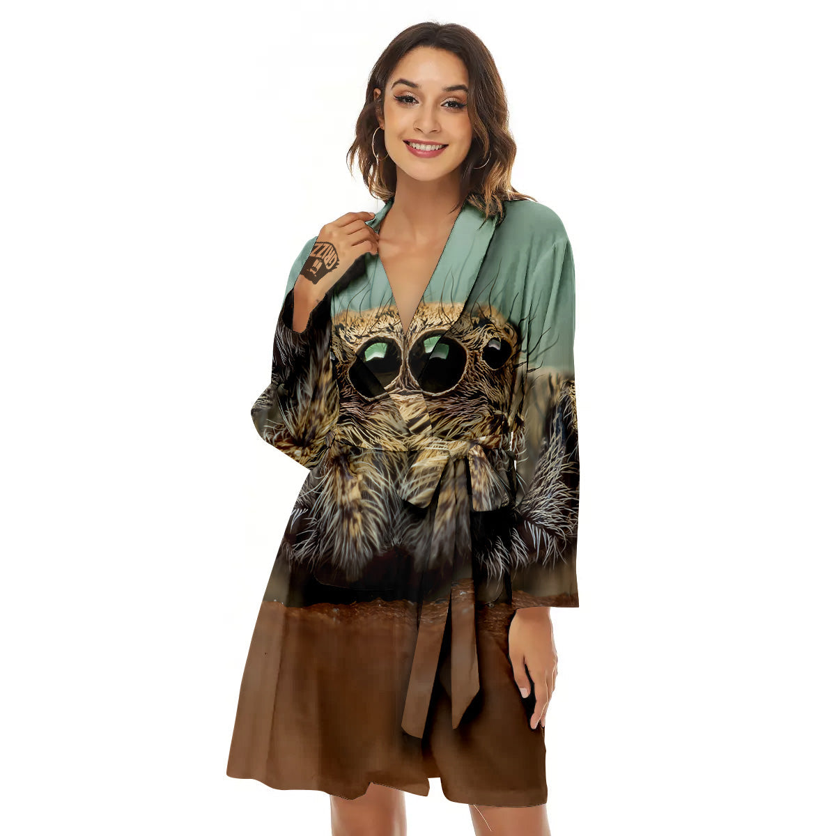 Portrait Spider Print Women's Robe-grizzshop