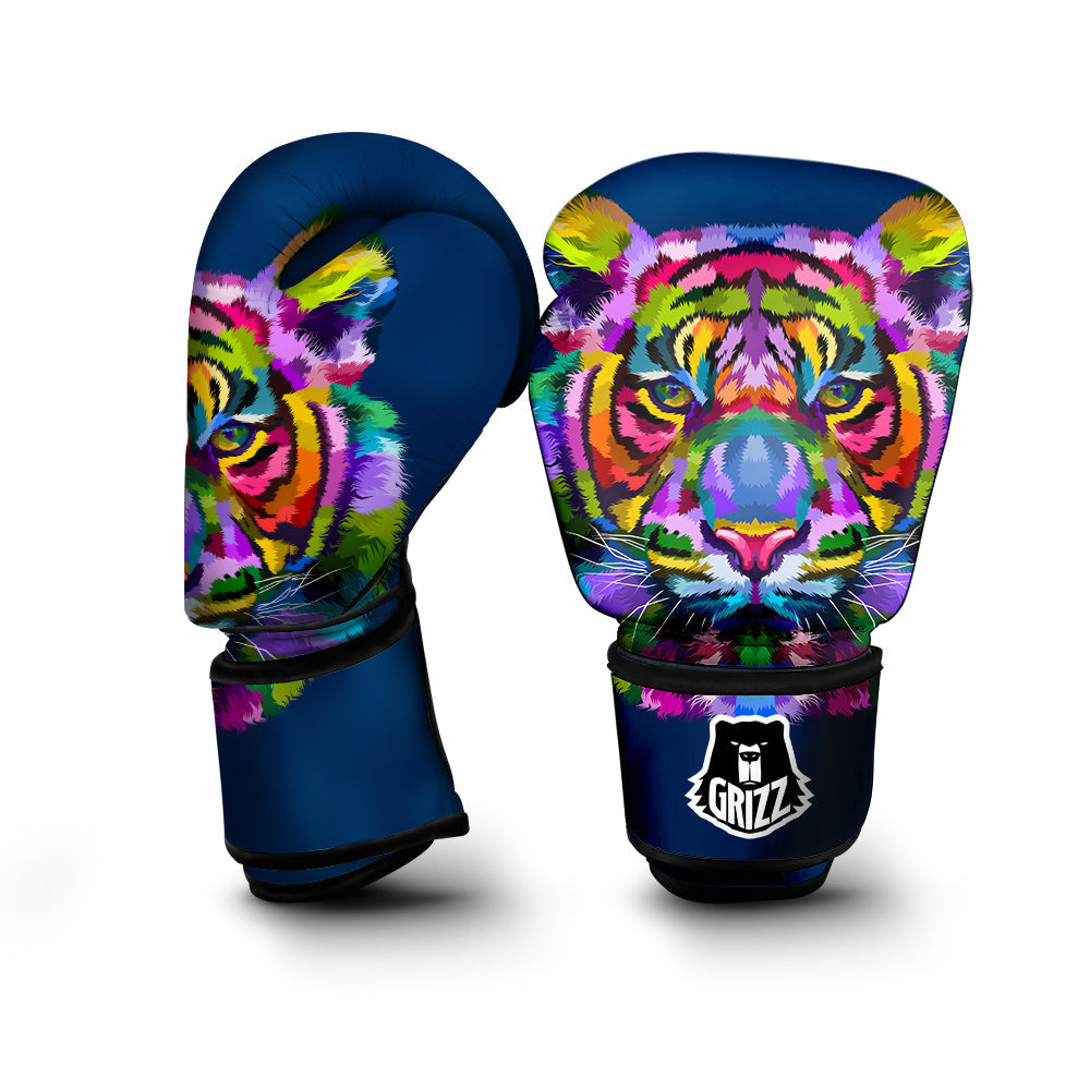 Portrait Tiger Colorful Print Boxing Gloves-grizzshop