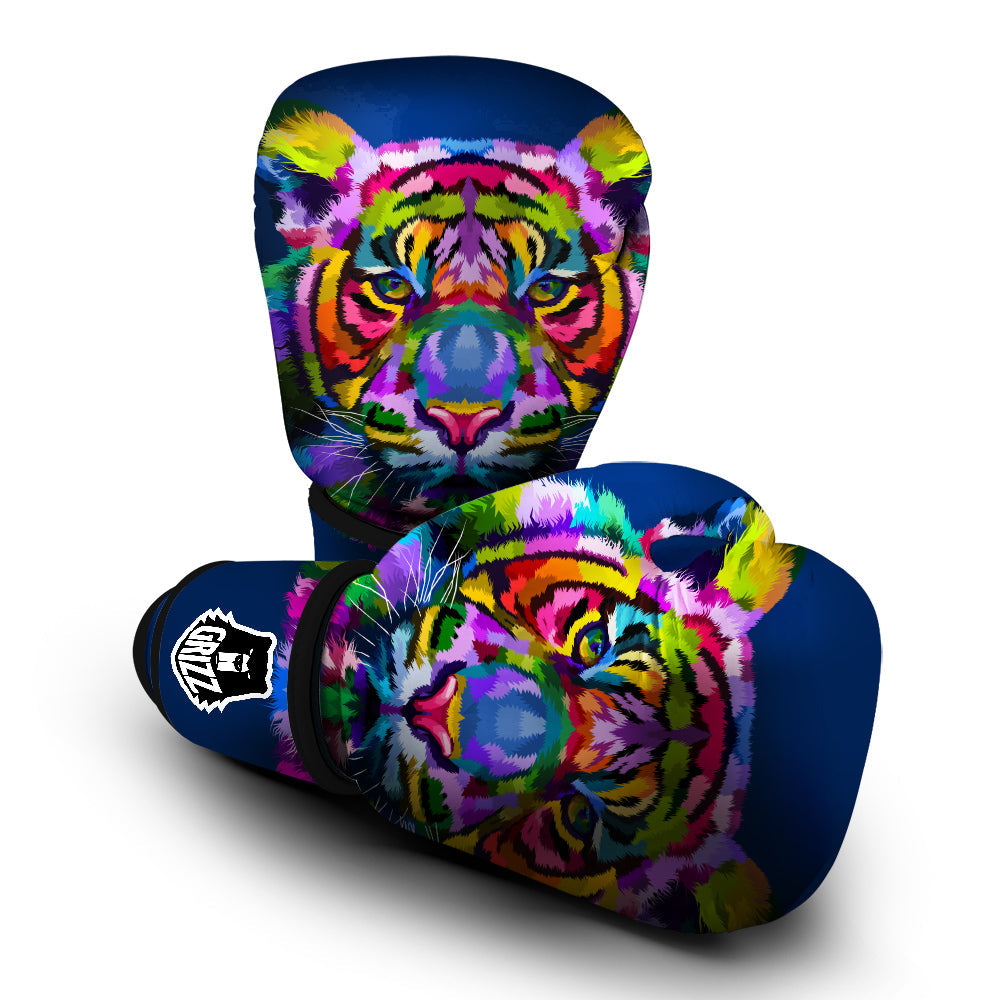 Portrait Tiger Colorful Print Boxing Gloves-grizzshop