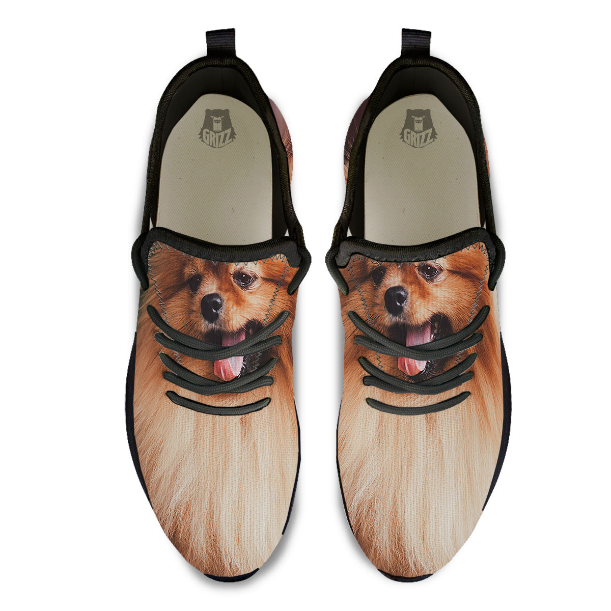 Portrait Vintage Pomeranian Black Athletic Shoes-grizzshop