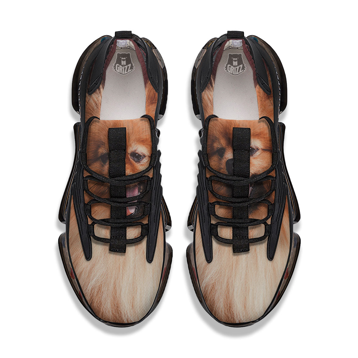 Portrait Vintage Pomeranian Black Gym Shoes-grizzshop