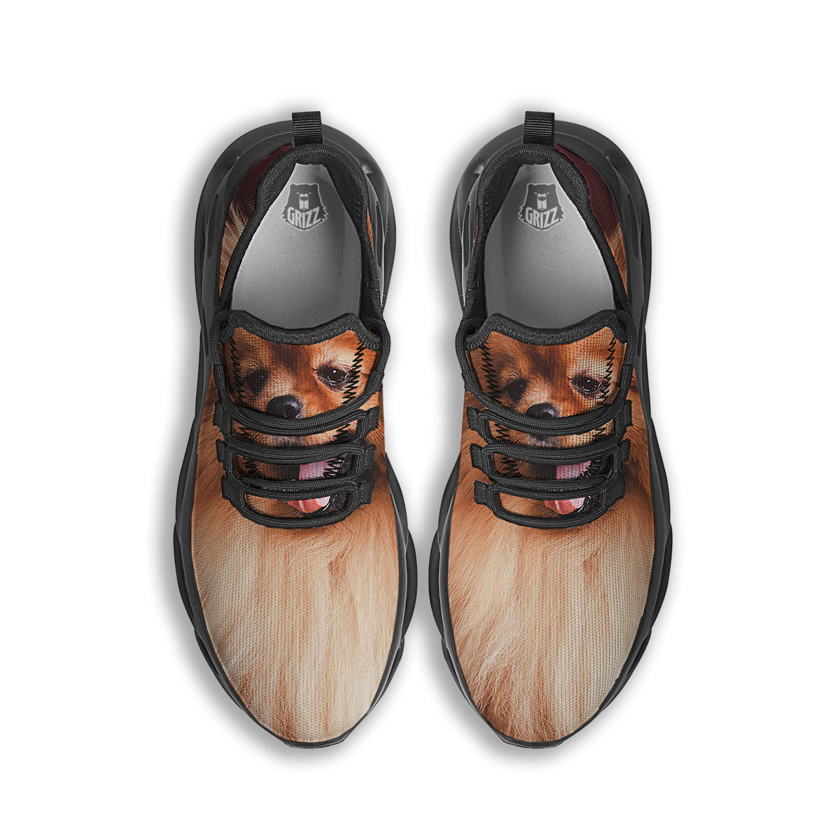 Portrait Vintage Pomeranian Black Running Shoes-grizzshop