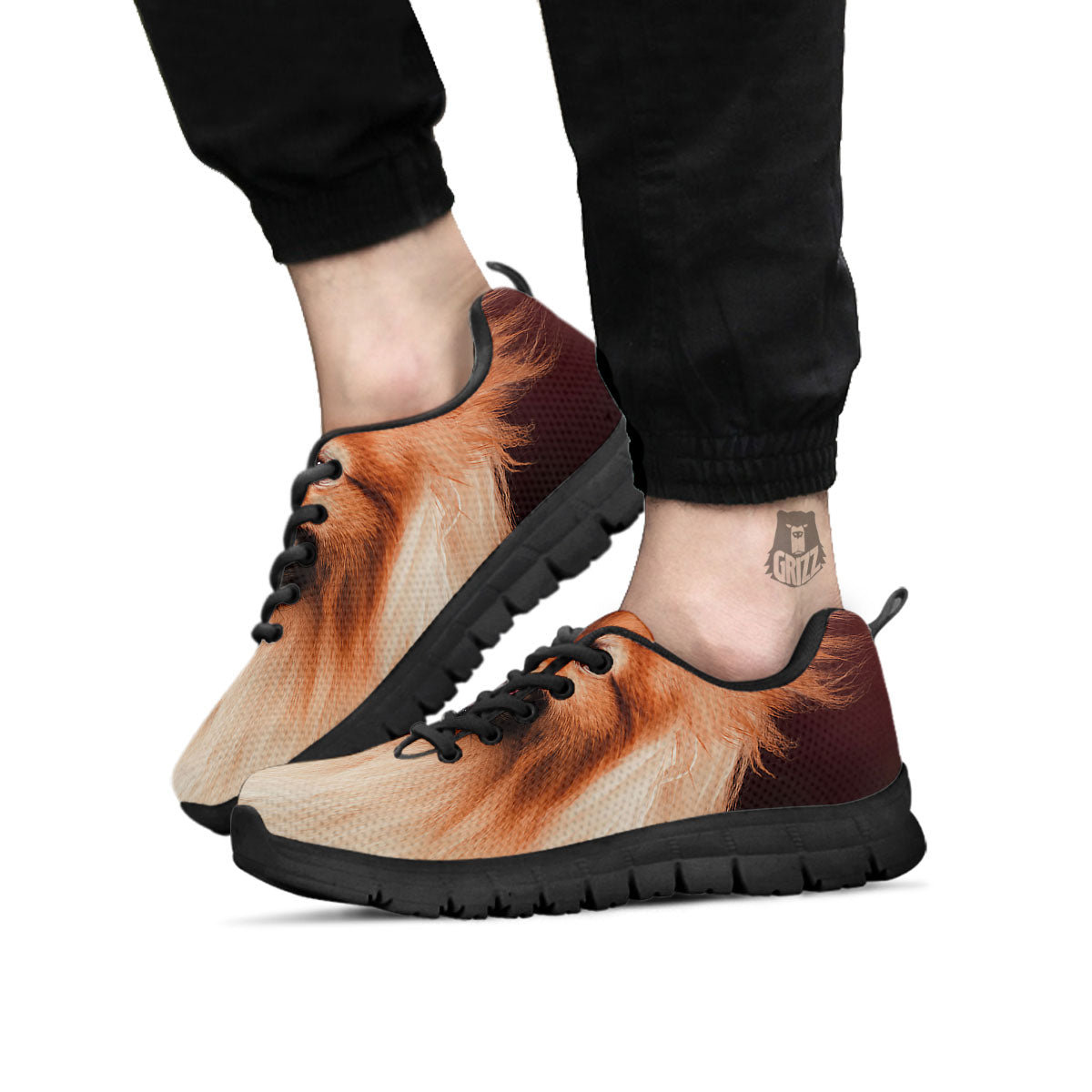 Portrait Vintage Pomeranian Black Sneaker-grizzshop