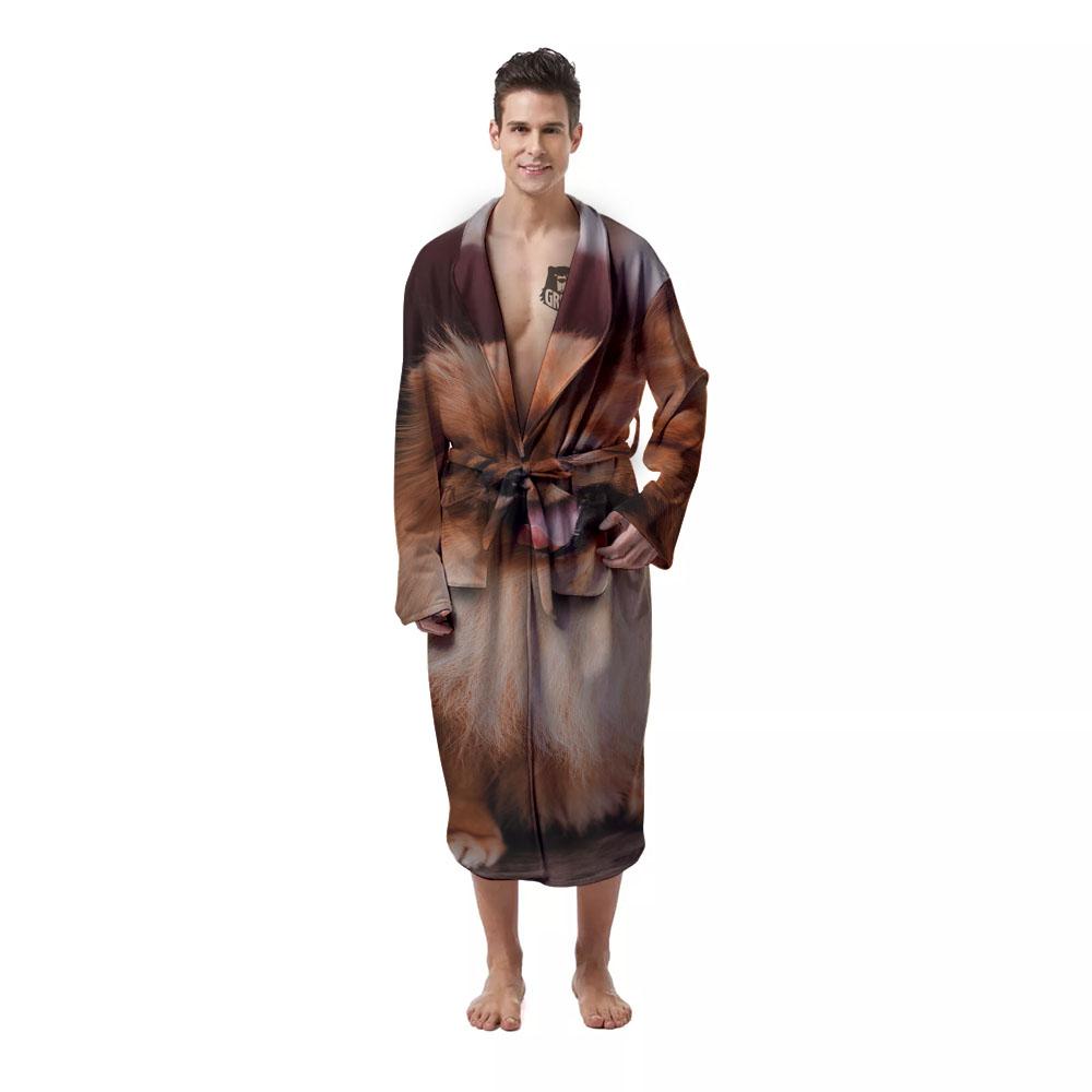 Portrait Vintage Pomeranian Men's Robe-grizzshop