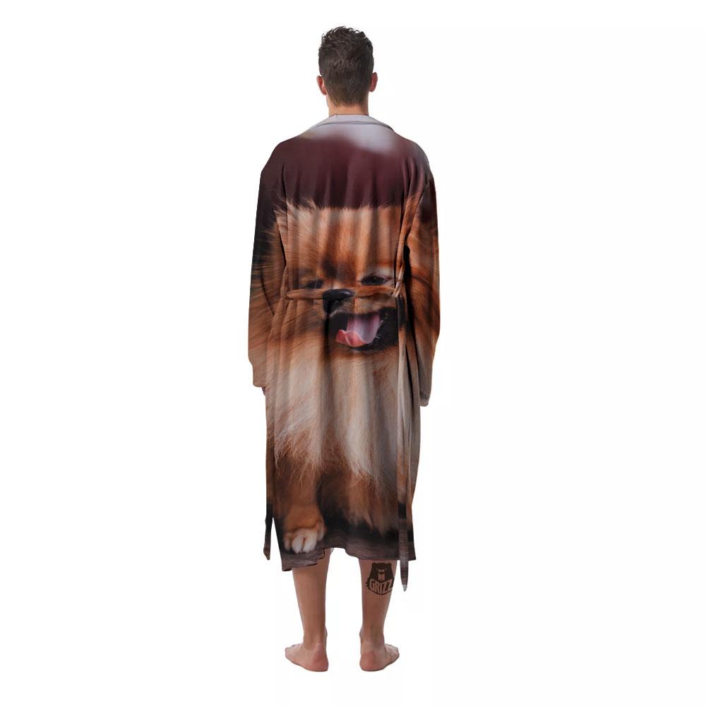 Portrait Vintage Pomeranian Men's Robe-grizzshop