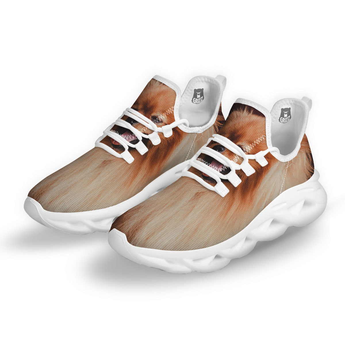 Portrait Vintage Pomeranian White Running Shoes-grizzshop