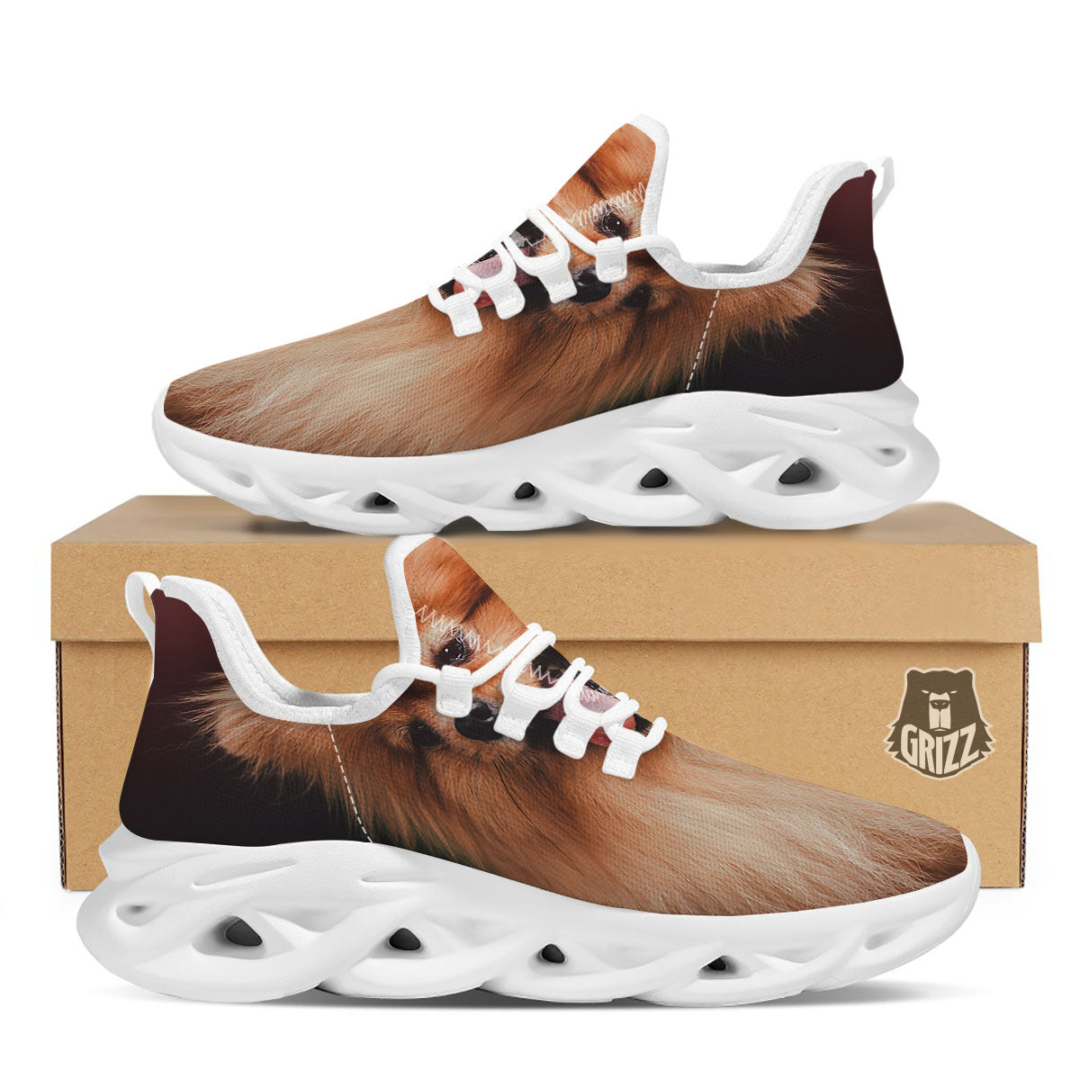 Portrait Vintage Pomeranian White Running Shoes-grizzshop