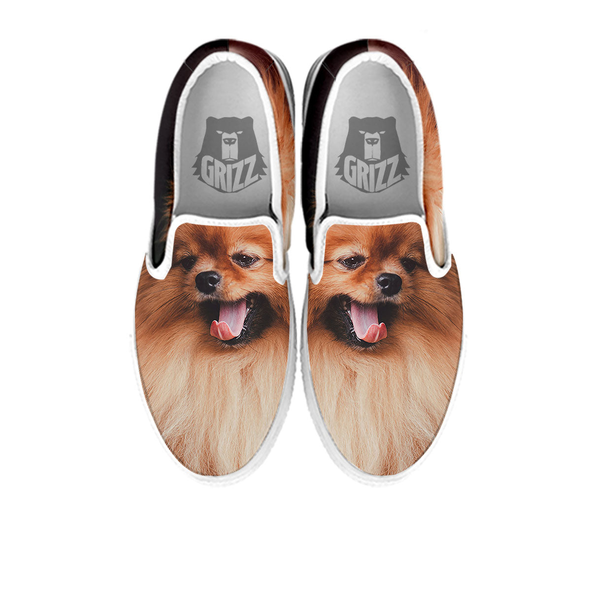 Portrait Vintage Pomeranian White Slip On Shoes-grizzshop