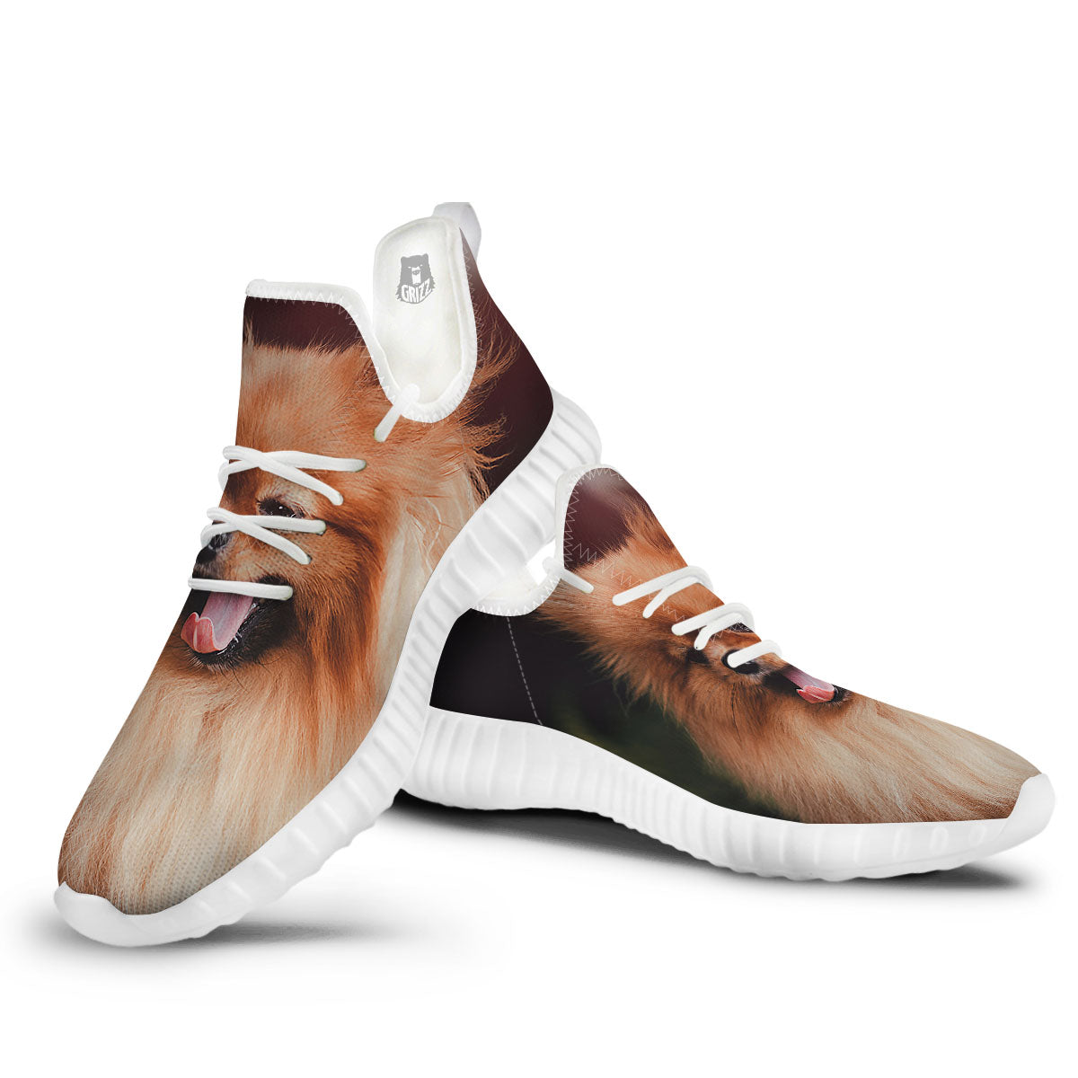 Portrait Vintage Pomeranian White Walking Shoes-grizzshop