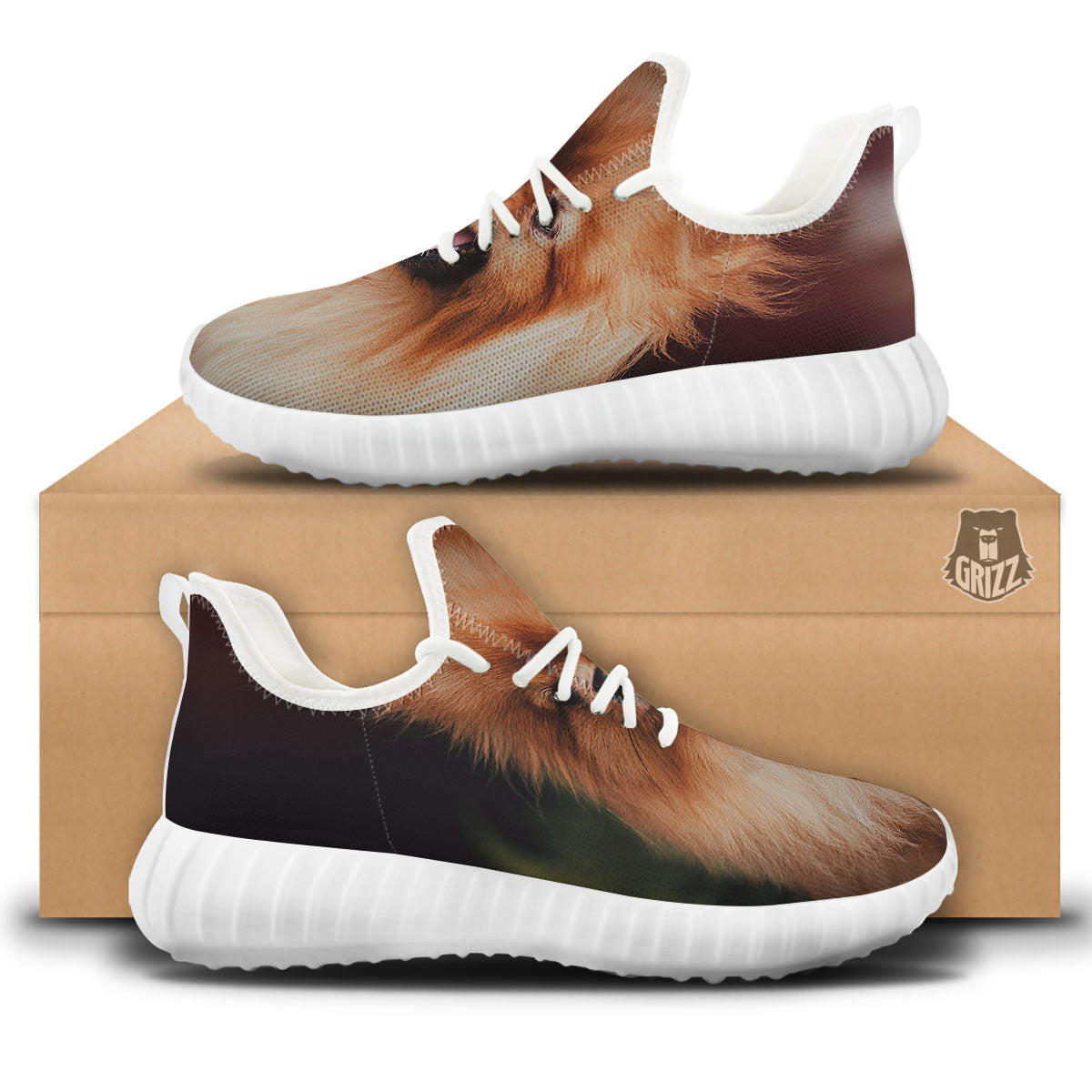 Portrait Vintage Pomeranian White Walking Shoes-grizzshop